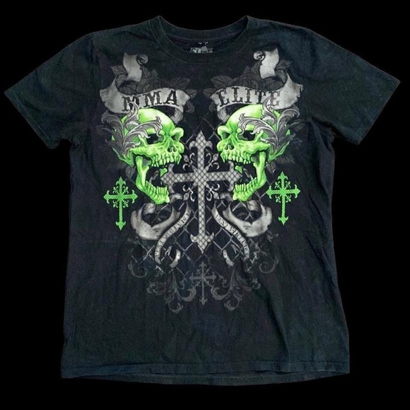 mma elite Other - Crazy rare Y2k mma elite skulls and crosses splatter print t shirt